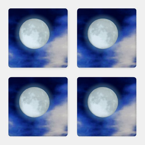 Moonscape With Moonlit Clouds Coaster Set