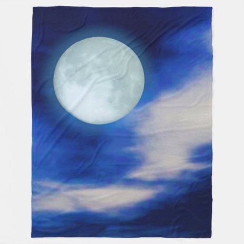 Moonscape with moonlit clouds fleece blanket