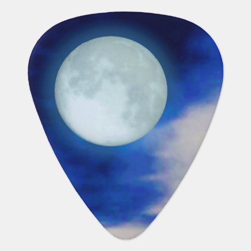 Moonscape with moonlit clouds guitar pick