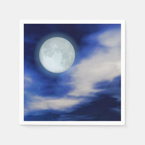 Moonscape with moonlit clouds napkins