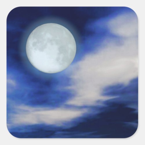Moonscape with moonlit clouds square sticker