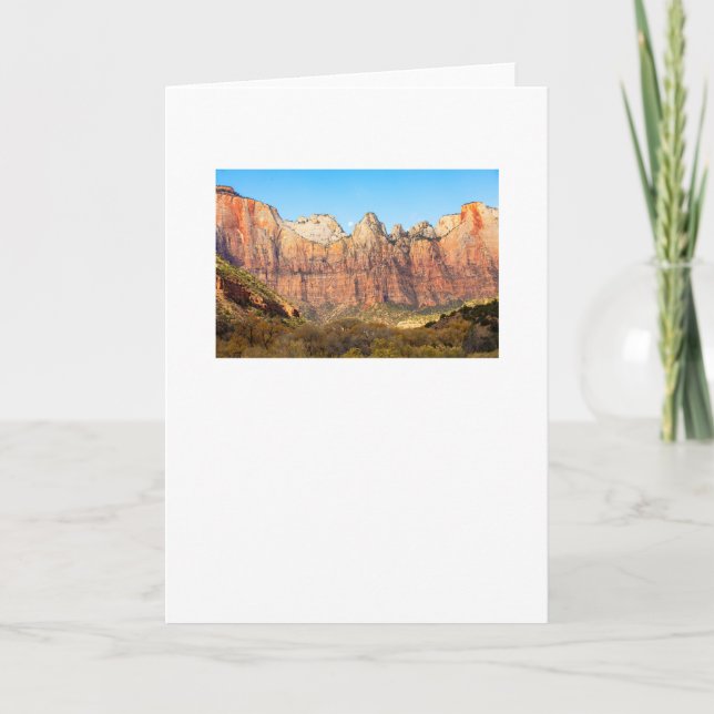 Moonset at Sunrise over Zion National Park Card (Front)