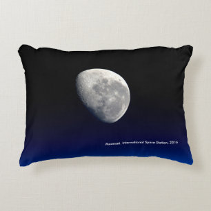 Moonset, International Space Station, 2016 Accent Pillow