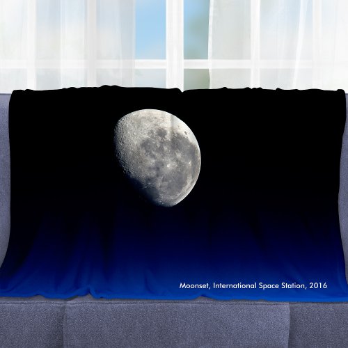 Moonset International Space Station 2016 Fleece Blanket