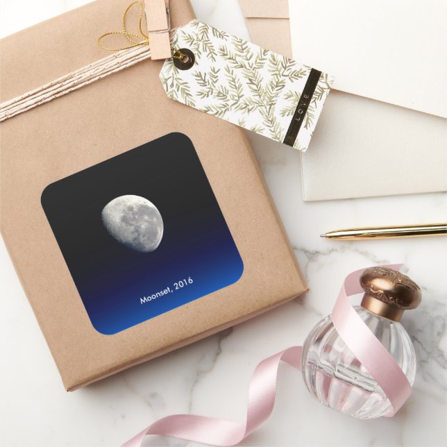 Moonset, International Space Station, 2016 Square Sticker (Gifting)