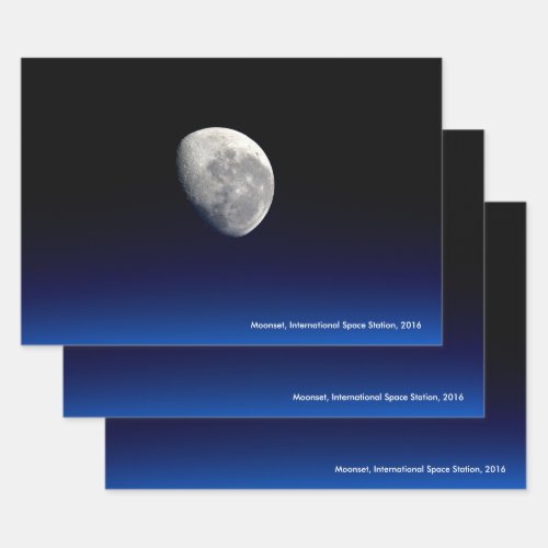 Moonset International Space Station 2016 Wrapping Paper Sheets