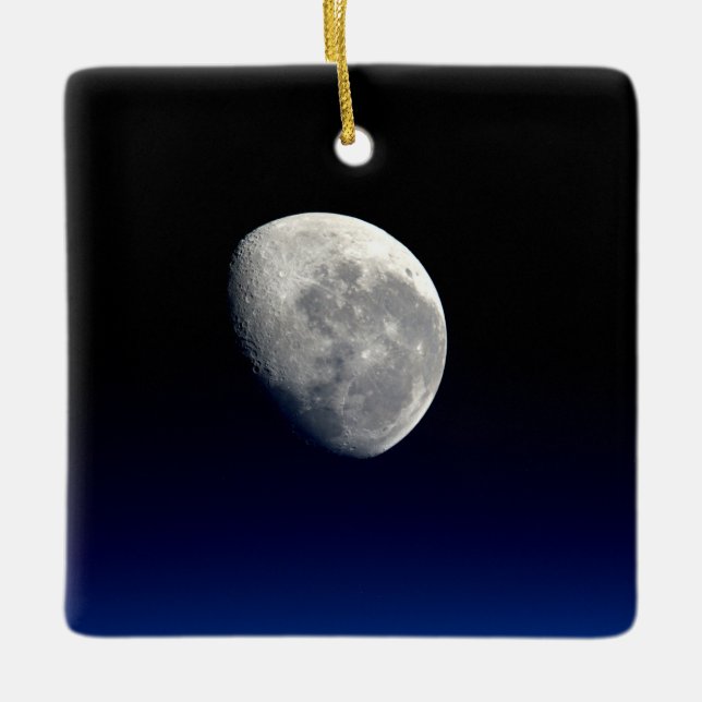 Moonset, International Space Station, Christmas Ceramic Ornament (Front)