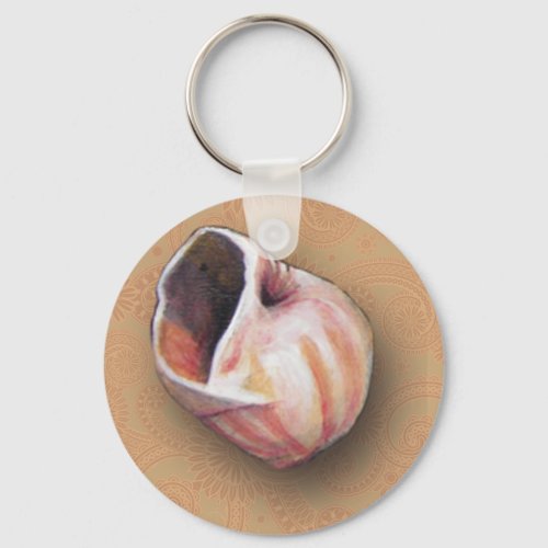 Moonshell Beach Seashell Seashore Ocean Painting Keychain