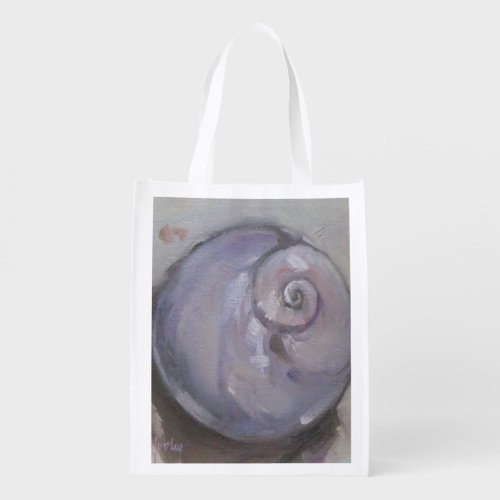 Moonshell Beach Seashell Seashore Ocean Painting Reusable Grocery Bag