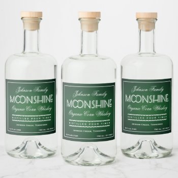 Moonshine Emerald Green And White Liquor Bottle Label by Charmalot at Zazzle
