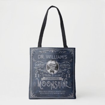 Moonshine Hillbilly Medicine Vintage Custom Blue Tote Bag by FunnyTShirtsAndMore at Zazzle