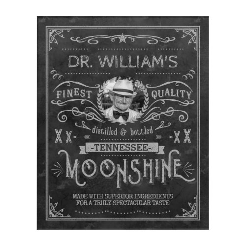 Moonshine Hillbilly Medicine Vintage Custom Gray Acrylic Print