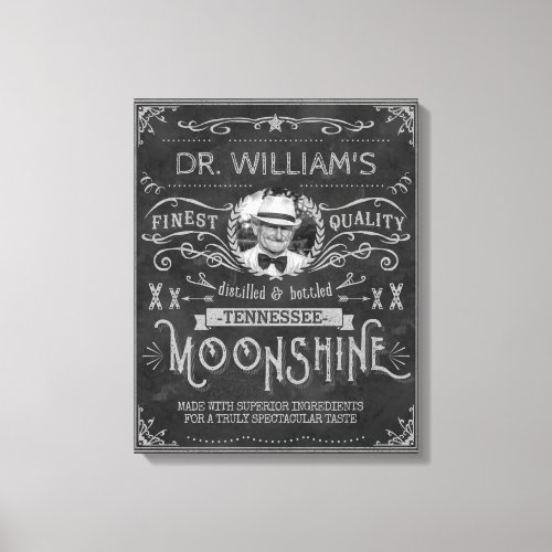 Moonshine Hillbilly Medicine Vintage Custom Gray Canvas Print
