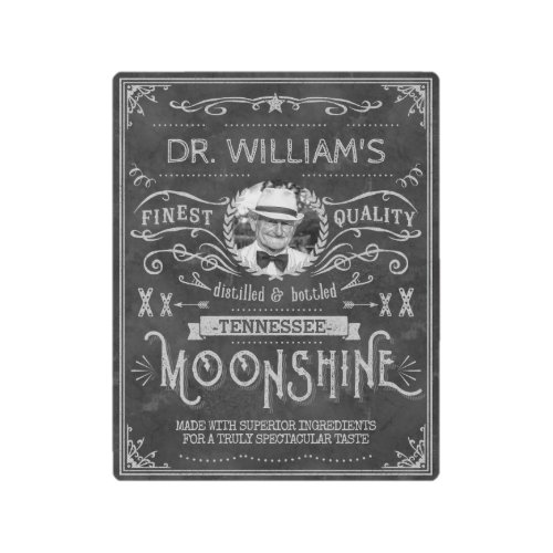 Moonshine Hillbilly Medicine Vintage Custom Gray Metal Print