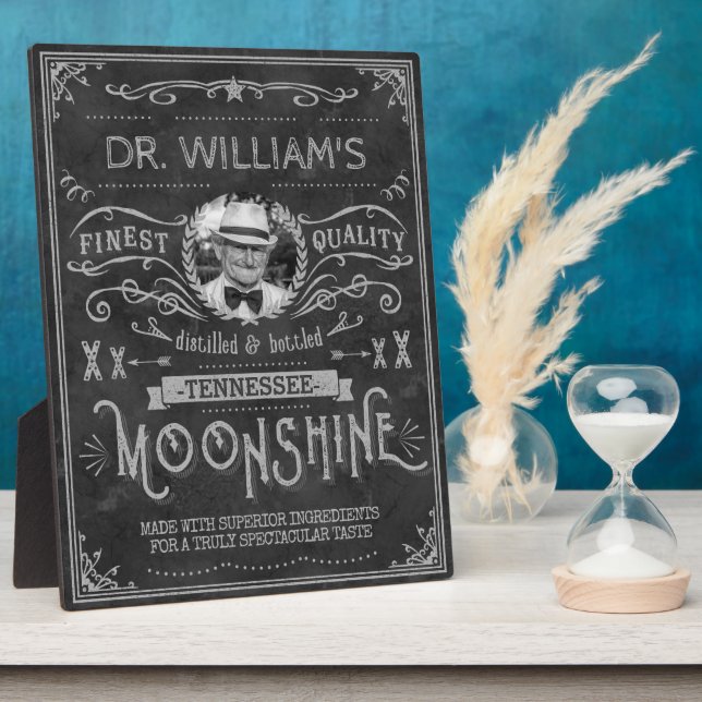 Moonshine Hillbilly Medicine Vintage Custom Gray Plaque (Side)