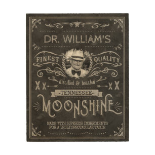 Moonshine Hillbilly Medicine Vintage Custom Gray Wood Wall Art