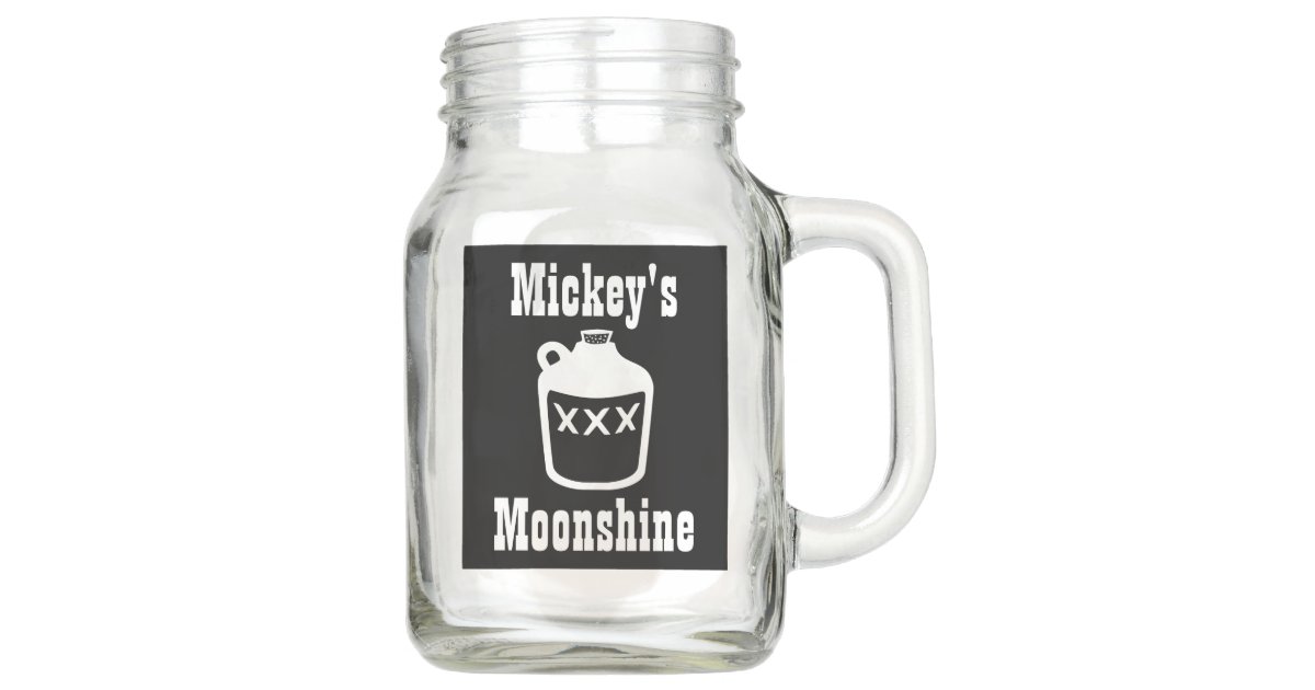 CUSTOMIZABLE - 16oz Mason Jar with Handle - Moonshine