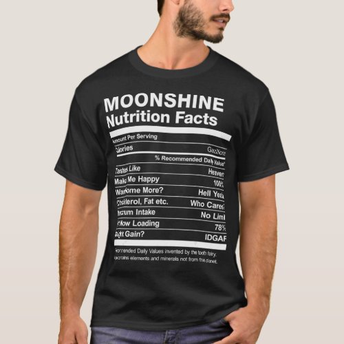 Moonshine Nutrition Facts Funny  T_Shirt