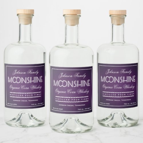 Moonshine Purple and White Liquor Bottle Label