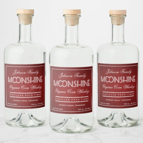 Moonshine Ruby Red Liquor Bottle Label
