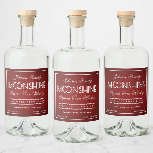Moonshine Ruby Red Liquor Bottle Label Zazzle