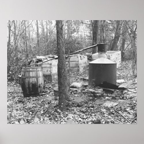 Moonshine Still in the Woods 1931 Vintage Photo Poster