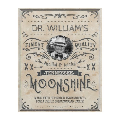 Moonshine Vintage Funny Hillbilly Medicine Custom Acrylic Print