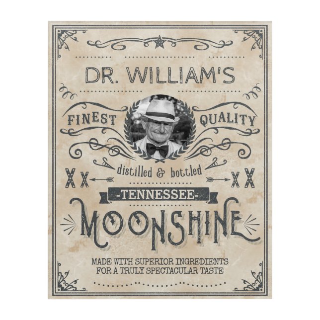 Moonshine Vintage Funny Hillbilly Medicine Custom Acrylic Print (Front)