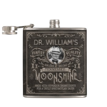 Moonshine Vintage Hillbilly Medicine Custom Brown Flask by FunnyTShirtsAndMore at Zazzle
