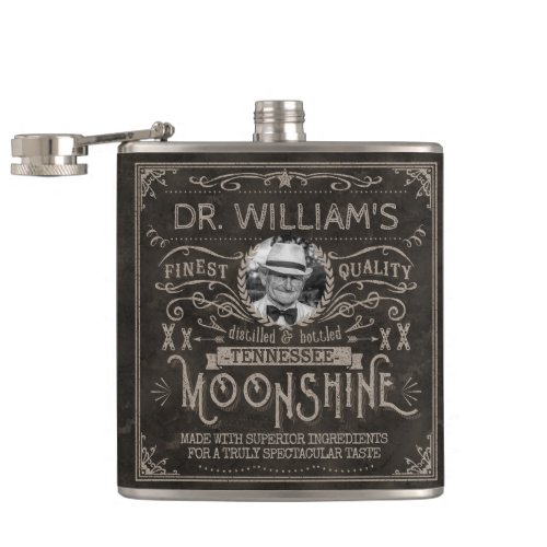 Moonshine Vintage Hillbilly Medicine Custom Brown Flask