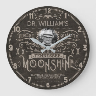 Moonshine Vintage Hillbilly Medicine Custom Brown Large Clock