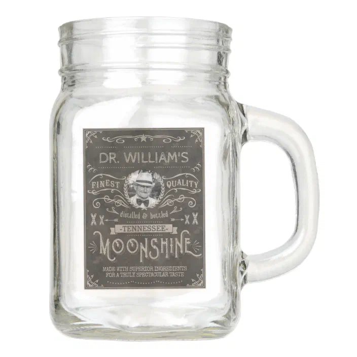 Moonshine Vintage Hillbilly Medicine Custom Brown Mason Jar | Zazzle