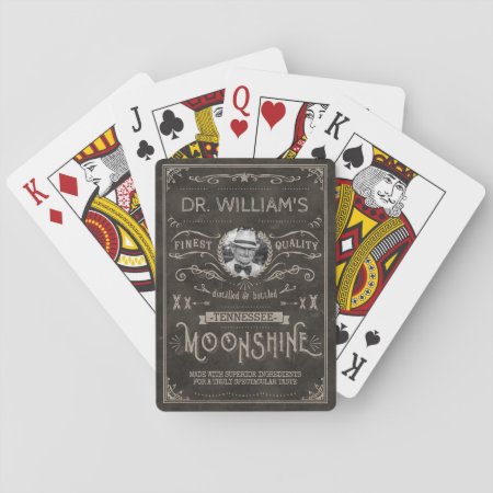 Moonshine Vintage Hillbilly Medicine Custom Brown Playing Cards