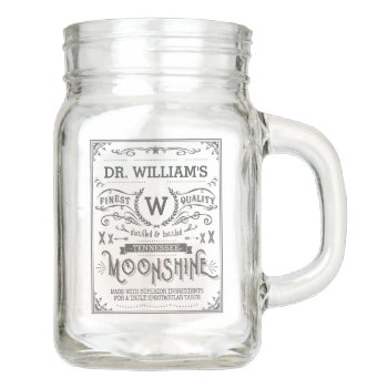 Moonshine Vintage Personalized Hooch Monogrammed Mason Jar