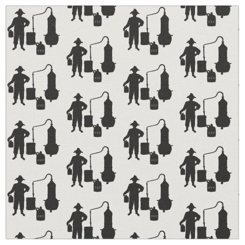 Moonshiner and Still Black Silhouette Fabric