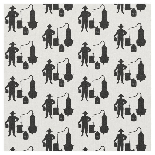 Moonshiner and Still Black Silhouette Fabric (Close Up)