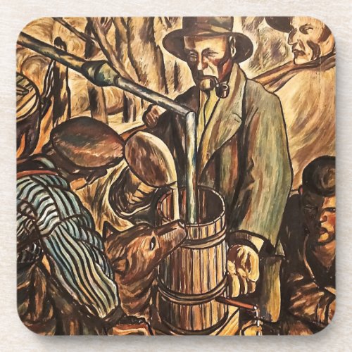 Moonshiners Making White Lightning Whiskey Liquor Beverage Coaster