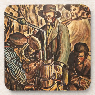 Moonshiners Making White Lightning Whiskey Liquor Beverage Coaster