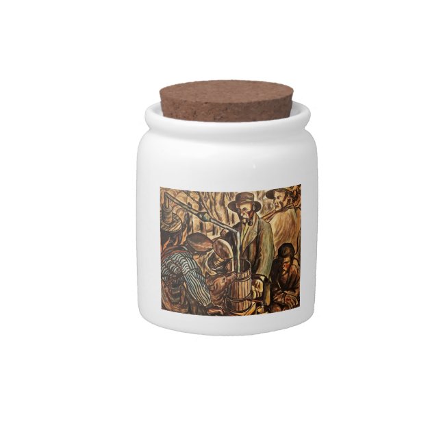 Moonshiners Making White Lightning Whiskey Liquor Candy Jar (Front)