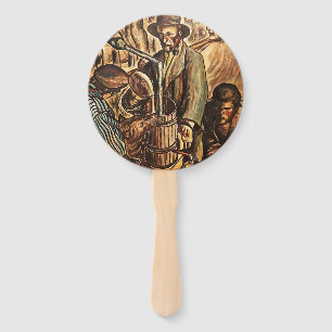 Moonshiners Making White Lightning Whiskey Liquor Hand Fan