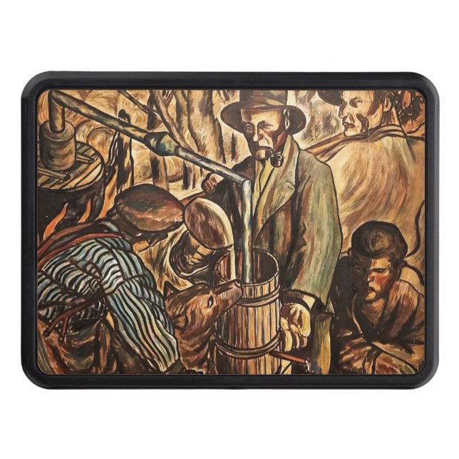 Moonshiners Making White Lightning Whiskey Liquor Hitch Cover (Front)