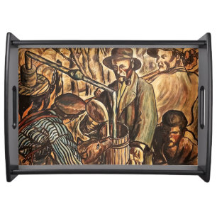 Moonshiners Making White Lightning Whiskey Liquor Serving Tray