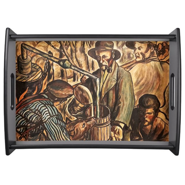 Moonshiners Making White Lightning Whiskey Liquor Serving Tray (Front)