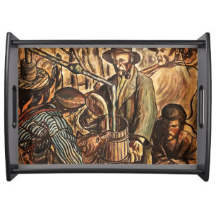Moonshiners Making White Lightning Whiskey Liquor Serving Tray