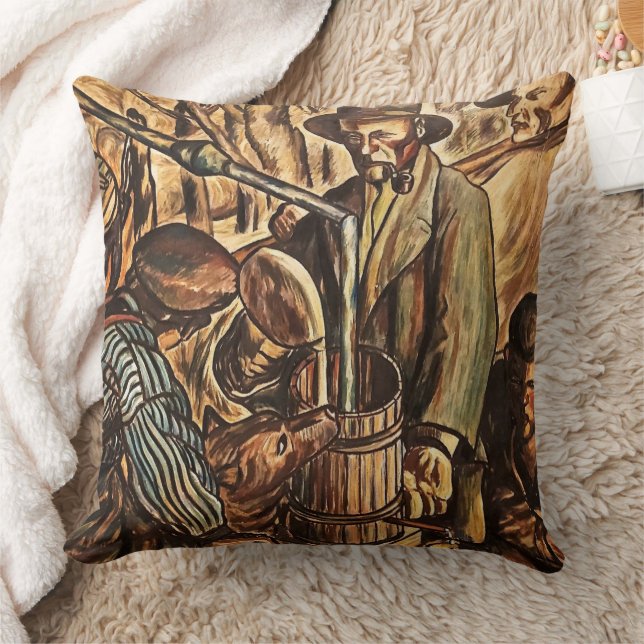 Moonshiners Making White Lightning Whiskey Liquor Throw Pillow (Blanket)