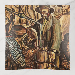 Moonshiners Making White Lightning Whiskey Liquor Trinket Tray