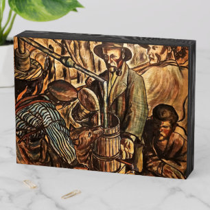 Moonshiners Making White Lightning Whiskey Liquor Wooden Box Sign