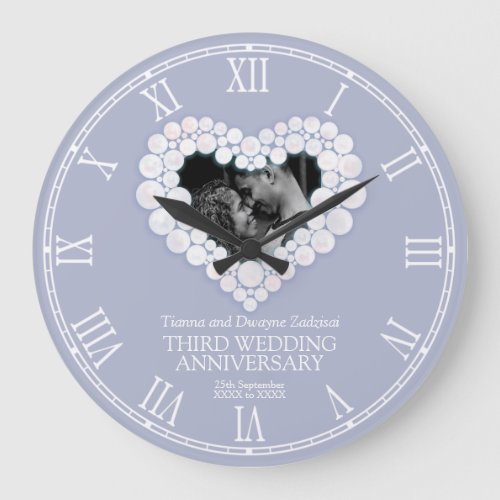 Moonstone beaded heart blue wedding anniversary large clock