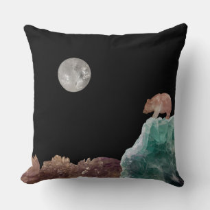 Moonstone Bear Crystal Landscape Quartz Moon Throw Pillow