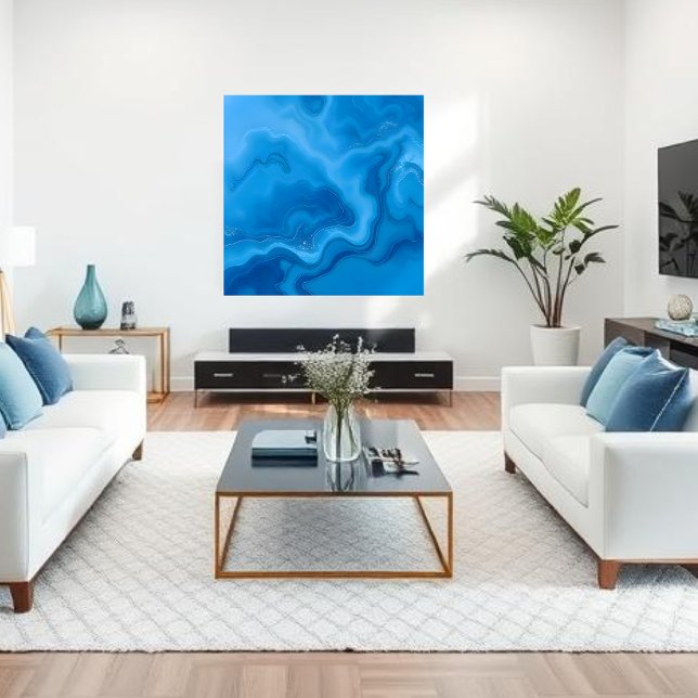 Moonstone Blue Modern Abstract Wall Art (Blue Moonstone Modern Abstract Wall Art, Ocean, pool, summer, beach house decor)